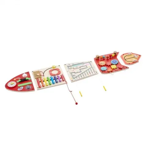 VEVOR Montessori Busy Board 13-in-1 Sensorisches Wandmotorikbrett Rakete, Motorikspielzeug zur Bildung & Frühe Entwicklung für Kita Heim, aus MDF-Platten, mit Xylophon Uhr Zahnrädern & Lernelementen – Bild 8
