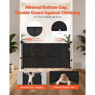 VEVOR einziehbares Babygitter (87 cm hoch ausziehbar bis 1400 mm breit) ausziehbares Gitter für Kinder Haustiere, Netzmaterial, Treppenschutzgitter für Innentreppen Türen Flure Spielzimmer, Schwarz VEVOR einziehbares Babygitter (87 cm hoch ausziehbar bis 1400 mm breit) ausziehbares Gitter für Kinder Haustiere, Netzmaterial, Treppenschutzgitter für Innentreppen Türen Flure Spielzimmer, Schwarz