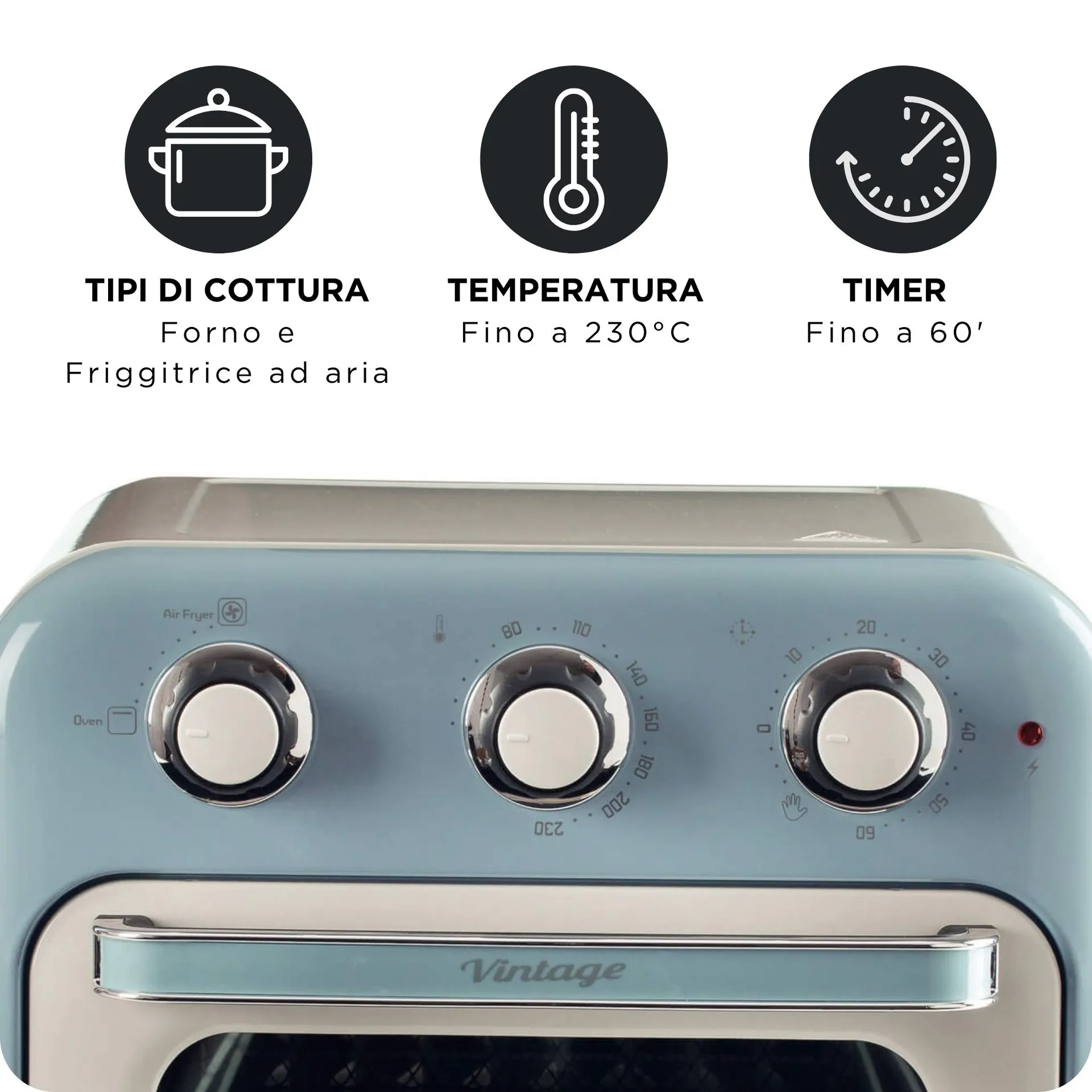Ariete 4632/05 Einzelbild 16 l Freistehend 1400 W Heißluftfritteuse Hellblau – Bild 6