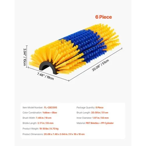 VEVOR Kratzbürste, 6er-Set Viehbürste mit 12 Schrauben, 51 x 19 x 10 cm Scheuerbürste, zur Linderung von Juckreiz & zur Reinigung, Fellpflege & Kratzbaumbürste für Pferde, Schweine & Rinder – Bild 6