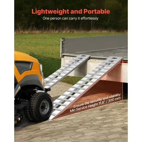 VEVOR Laderampen 2 Stk. 2745 x 380 mm, Robustes Aluminium, Schwerlast-Anhängerrampen-Set mit Antirutschplatten, Gesamttragfähigkeit 4535,9 kg, für Anhänger Traktoren ATVs Rasenmäher Motorräder – Bild 5