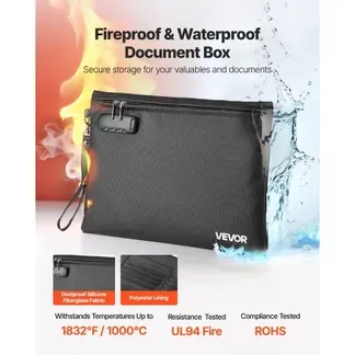 VEVOR feuerfeste Dokumententasche Aktentasche, 1000 °C wärmeisolierte, wasserfeste Dokumentenaufbewahrungstasche mit Schloss, tragbare & Geldtasche für Reisepässe wichtige Dokumente Akten Schwarz VEVOR feuerfeste Dokumententasche Aktentasche, 1000 °C wärmeisolierte, wasserfeste Dokumentenaufbewahrungstasche mit Schloss, tragbare & Geldtasche für Reisepässe wichtige Dokumente Akten Schwarz