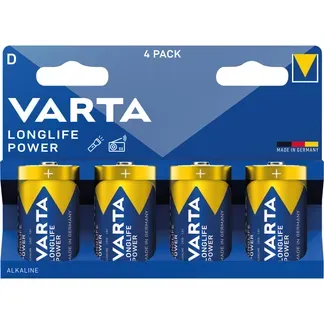 Mono-Batterie VARTA “Longlife Power“, Alkaline, Typ D, LR20, 1,5V, 4er-Pack Mono-Batterie VARTA “Longlife Power“, Alkaline, Typ D, LR20, 1,5V, 4er-Pack