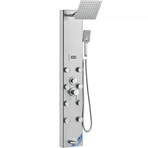 VEVOR Duschpaneelsystem, 5 Duschmodi, Duschpaneelturm mit Digitalanzeige, Regenfall, 8 Massagedüsen, Wannenauslauf, Handbrause mit 3 Einstellungen, 59-Zoll-Schlauch, Wandduschset aus Edelstahl – Bild 10