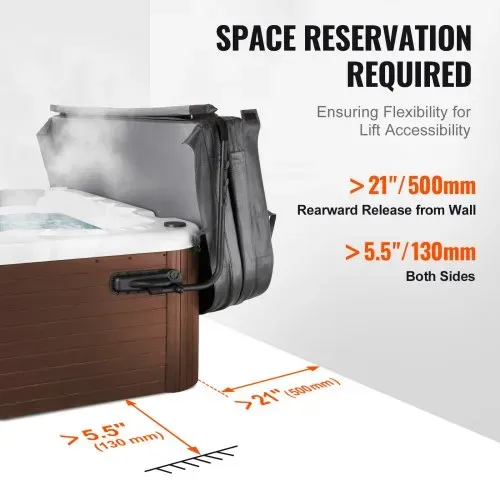 VEVOR Whirlpool-Abdeckungslifter, Spa-Abdeckungslifter, Breite 175-255 cm Verstellbar, Beidseitig oben installiert, Whirlpoolabdeckung-Hebevorrichtung für Badewannen, Whirlpools, Spa – Bild 5
