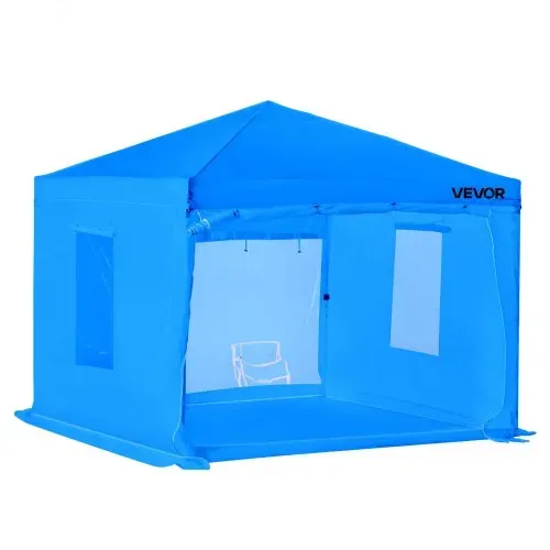 VEVOR tragbares Lackierkabinenzelt (293x293x181 cm) Sprühfarbenzelt für Sprühmalerei, wasserfeste & faltbare Farbkabine mit 2 Netz-Seitenfenstern für Autoteile Möbel Motorräder Sprühschutz blau – Bild 8