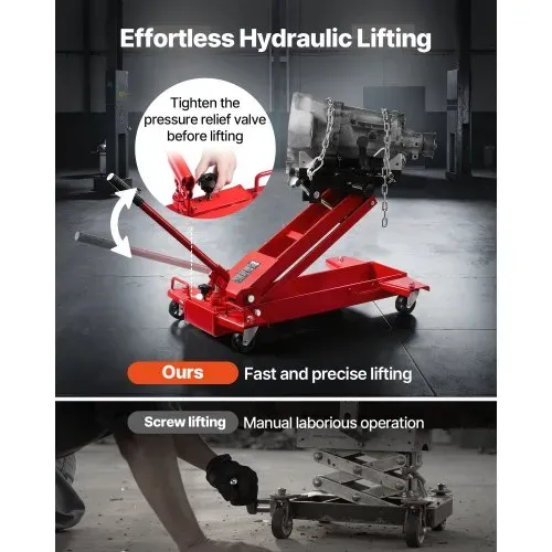 VEVOR Wagenheber mit niedrigem Profil 1 T, hydraulischer Rangierwagenheber mit 18,5–70 cm Hubhöhe & flexiblen 360°-Schwenkrädern, Hochleistungs-Hebebühne für Garage / Werkstatt Rot – Bild 4