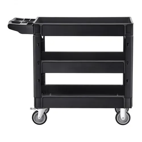 VEVOR Servierwagen 103x43,5x85,7cm Abräumwagen 249kg Tragfähigkeit Rollwagen aus Polypropylen Mehrzweckrollwagen mit 3 Fächern Küchenwagen mit Schwenkrädern Nischenwagen Werkstattwagen Servicewagen – Bild 9