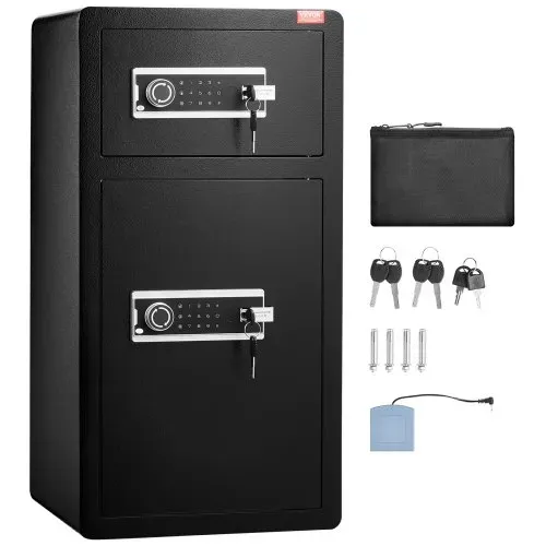 VEVOR Safe Tresor mit feuerfester Geldtasche, Doppeltüren-Safe 5,5 Kubikfuß, 2 höhenverstellbare Trennwände, digitaler Möbeltresor mit Schlüssel, Code, Safe für Geld Schmuck Wertsachen, Schwarz – Bild 8
