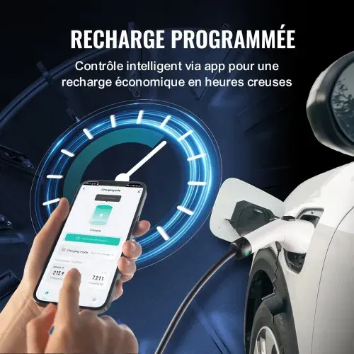 VEVOR Tragbares EV-Ladegerät mit LCD-Display 3,68 kW Ladegerät für Elektrofahrzeuge EV-Ladekabel Typ 2(IEC62196) CEE 7/7 Stecker 16A 1-Phasig EV-Ladestation 8,6m Kabellänge IP66 Wasserdicht Wallbox – Bild 4