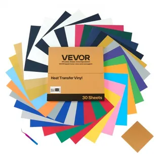 VEVOR Vinylfolie Wärmeübertragung Transferfolie (304,8 x 304,8 mm) 30 Blätter, verschiedene Farben, Plotterfolie kompatibel mit Schneidemaschinen, Aufbügelfolie für T-Shirts Kissen Hüte VEVOR Vinylfolie Wärmeübertragung Transferfolie (304,8 x 304,8 mm) 30 Blätter, verschiedene Farben, Plotterfolie kompatibel mit Schneidemaschinen, Aufbügelfolie für T-Shirts Kissen Hüte