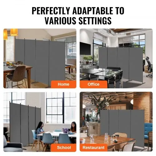 VEVOR Raumteiler 4 Paneele Paravent 3464 x 1840 x 520 mm, faltbarer Sichtschutz & tragbarer Trennwandteiler zur Raumtrennung, freistehende Raumteiler für Büro Schlafzimmer Arbeitszimmer, Grau – Bild 5