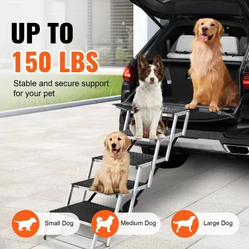 VEVOR Hundetreppe für Autos, breite 5-stufige Hundeautotreppe, zusammenklappbare Hundeautorampe mit rutschfester Oberfläche, tragbare Haustiertreppe aus leichtem Aluminium für Auto, SUV und LKW, trägt bis zu 68 kg – Bild 2