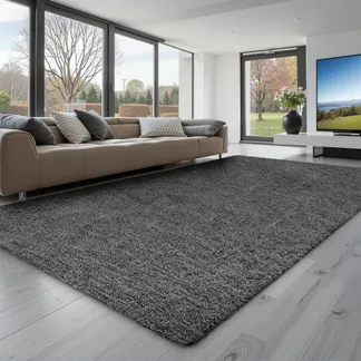 VEVOR Hochflor Teppich 2438×1524 mm, flauschiger Teppich mit dreilagigem Material, 35 mm Florhöhe, Bodenteppiche für Wohnzimmer, Schlafzimmer, Wintergarten, fusselfrei & weich, rutschfest, Grau VEVOR Hochflor Teppich 2438×1524 mm, flauschiger Teppich mit dreilagigem Material, 35 mm Florhöhe, Bodenteppiche für Wohnzimmer, Schlafzimmer, Wintergarten, fusselfrei & weich, rutschfest, Grau