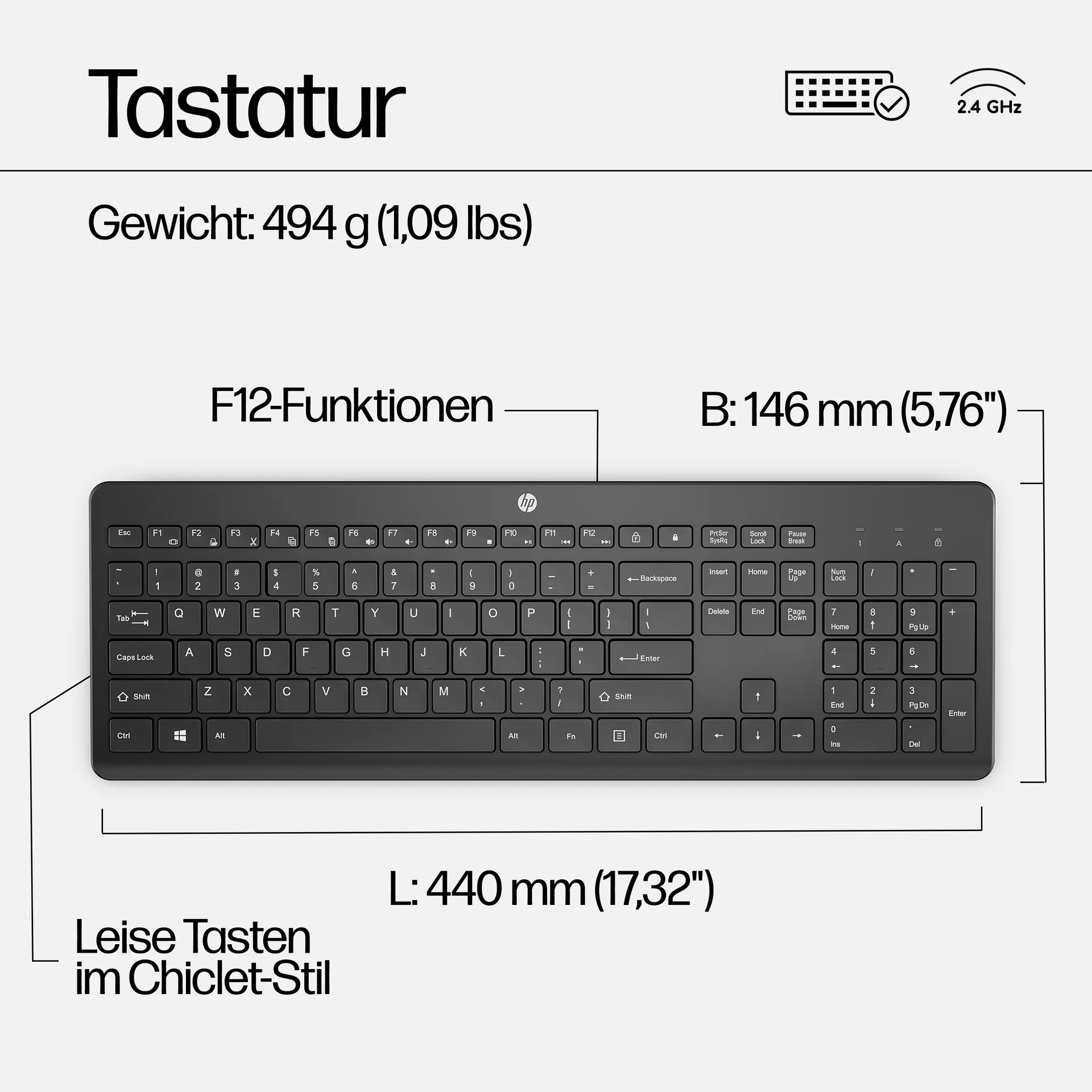 HP 230 Wireless-Maus und -Tastatur (kombiniert) – Bild 3