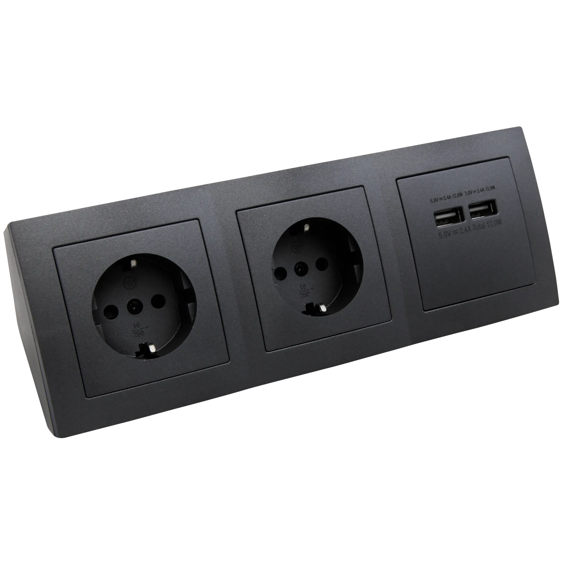 Steckdosenblock McPower “Flair“ anthrazit, 2-fach Schutzkontakt + 2x USB Steckdosenblock McPower “Flair“ anthrazit, 2-fach Schutzkontakt + 2x USB