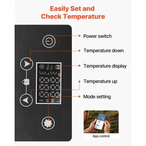 VEVOR Kompressor Kühlbox 15 L,12/24V DC Elektrische Gefrierbox mit App-Steuerung, 100–240 V AC Autokühlschrank für Camping Reisen Lastkraftwagen Angeln, 60 W Thermoelektrische Kühlbox Tragbar – Bild 4