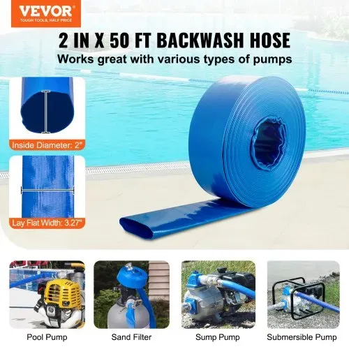 VEVOR Industrieschlauch 51 mm x 15,24 m Flachschlauch PVC Feuerwehrschlauch 58 PSI(4 bar) Arbeitsdruck Abwasserschlauch 174 PSI(12 bar) Berstdruck Bauschlauch mit Camlock-C-/E-Anschlüssen, 4 Klemmen VEVOR Industrieschlauch 51 mm x 15,24 m Flachschlauch PVC Feuerwehrschlauch 58 PSI(4 bar) Arbeitsdruck Abwasserschlauch 174 PSI(12 bar) Berstdruck Bauschlauch mit Camlock-C-/E-Anschlüssen, 4 Klemmen