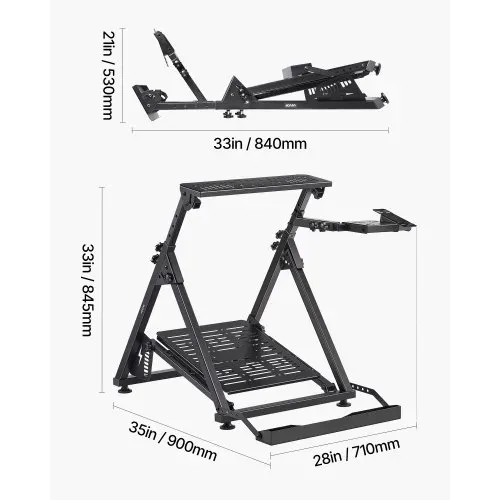 VEVOR Lendradständer, verstellbarer & faltbarer Simulatorständer für Logitech G923 G920 G29 G27, Thrustmaster T300RS TX F458 T500RS T3PA-PRO (F1/GT) Gaming-Cockpit, Pedalsimulator nicht enthalten – Bild 6