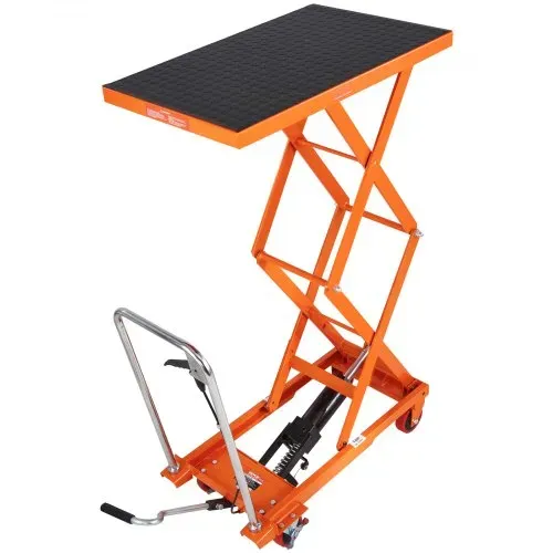 VEVOR TFD15 Hydraulischer Hubwagen Tischwagen, 330 Pfund Kapazität, 127 cm, mit 4 Rädern und rutschfestem Pad, für Materialhandhabung und Transport, Orange – Bild 8