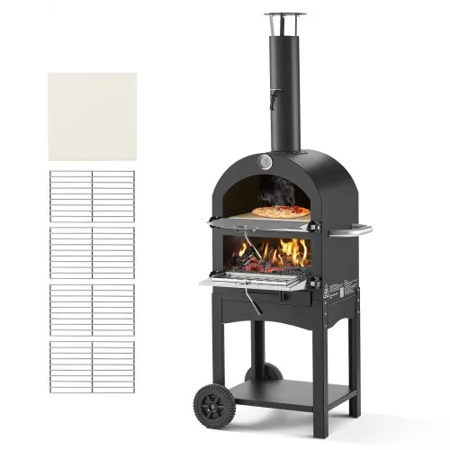 VEVOR Pizzaofen 12 Zoll Pelletöfen, 2-lagiger Pizzaofen mit Holzfeuerung, Holzbefeuerter Ofen Outdoor mit 2 abnehmbaren Rädern, Pizzamaker mit Höchsttemperatur von 540 °C zum Grillen VEVOR Pizzaofen 12 Zoll Pelletöfen, 2-lagiger Pizzaofen mit Holzfeuerung, Holzbefeuerter Ofen Outdoor mit 2 abnehmbaren Rädern, Pizzamaker mit Höchsttemperatur von 540 °C zum Grillen