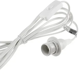 Netzkabel mit Schalter und E14 Fassung 1,4m + 2m lang, weiß Netzkabel mit Schalter und E14 Fassung 1,4m + 2m lang, weiß