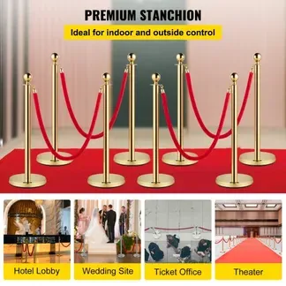 VEVOR Personenleitsystem 8 Ständer, 90 cm Gesamthöhe Absperrung, Leitpfosten Abgrenzungsständer, Absperrständer mit 1,5 M Länge Gürtel für Airport Flughafen, Ständer aus Stahl und Eisen, Gold Rot VEVOR Personenleitsystem 8 Ständer, 90 cm Gesamthöhe Absperrung, Leitpfosten Abgrenzungsständer, Absperrständer mit 1,5 M Länge Gürtel für Airport Flughafen, Ständer aus Stahl und Eisen, Gold Rot