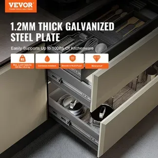 VEVOR Schubladenführungen 10 Paar Kugelauszug 457,2 mm Geräuschlos sanft schließend 45,4 kg Seitenmontage Stahlführungsschiene Vollauszug für Regal Schrank Küche VEVOR Schubladenführungen 10 Paar Kugelauszug 457,2 mm Geräuschlos sanft schließend 45,4 kg Seitenmontage Stahlführungsschiene Vollauszug für Regal Schrank Küche