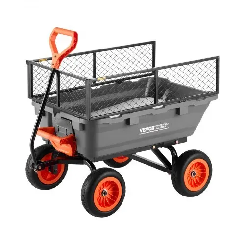 VEVOR Gartenwagen mit Kippfunktion, 362 kg Belastbarer Bollerwagen 270° Drehbarer Transportwagen für Gartenarbeit aus Kunsttoff Stahl mit 10 Zoll Kunststoffreifen Metallzaun für Rasen, Kies & Schlamm – Bild 9