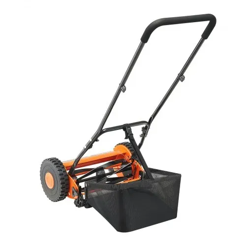 VEVOR Spindelmäher mit 400 mm Schnittbreite, Rasenmäher 15-45 mm einstellbare Schnitthöhe, Handmäher mit 5 Klingen und Grasfangsack, ideal für Rasenflächen, Einfahrten, Innenhöfe – Bild 9