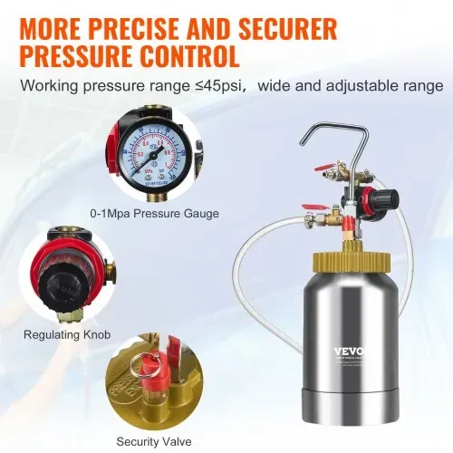 VEVOR Druckbehälter Farbbehälter Sprühfarbe Drucktopf 2 L Drucktank, 45 psi Lackierpistole Farbbehälter Φ 38,5 x 12,6 c Spray Paint Pressure Pot Tank Paint Container Farbspritzpistolen Lacken, Flecken – Bild 4