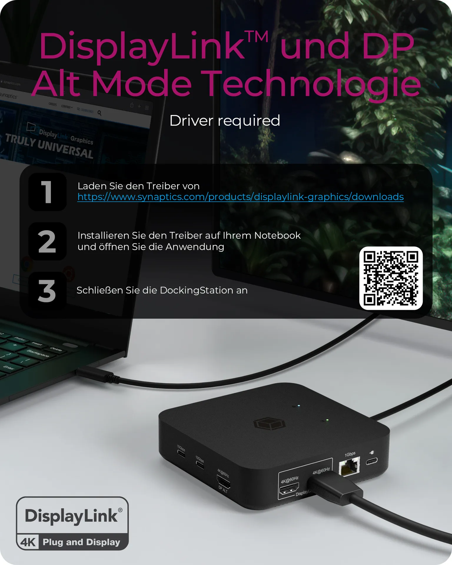 ICY BOX IB-DK4090-C, 12 in 1 DisplayLink® Hybrid Notebook DockingStation, 3x HDMI® 2.0, Gigabit LAN, 4x USB 3.2 Gen 1 Type-A, 2x USB 3.2 Gen 2 Type-C®, 1x Hea – Bild 5