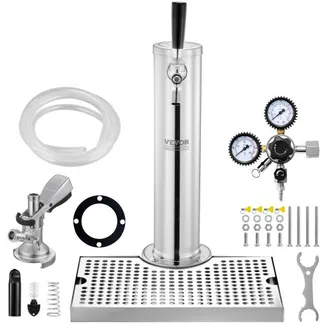 VEVOR Kegerator-Turm-Kit, Einzelzapfhahn-Bierumrüstsatz, Edelstahl-Fass-Bierturm-Zapfanlage mit Doppelmessgerät W21.8-Regler und A-System-Fasskupplung, Biertropfschale für Partys zu Hause VEVOR Kegerator-Turm-Kit, Einzelzapfhahn-Bierumrüstsatz, Edelstahl-Fass-Bierturm-Zapfanlage mit Doppelmessgerät W21.8-Regler und A-System-Fasskupplung, Biertropfschale für Partys zu Hause