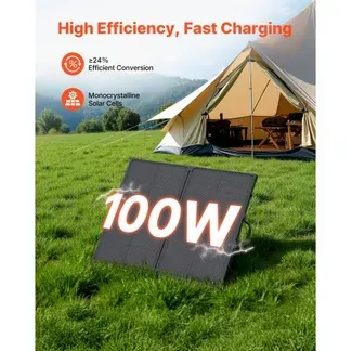 VEVOR Faltbares Solarpanel 100 W, 16BB N-Typ Tragbares Monokristallines Solarmodul mit Rahmen, 24% Wirkungsgrad, IP67, Ladegerät mit 30A PWM-Controller & MC4-Ausgang für Camping, Wandern VEVOR Faltbares Solarpanel 100 W, 16BB N-Typ Tragbares Monokristallines Solarmodul mit Rahmen, 24% Wirkungsgrad, IP67, Ladegerät mit 30A PWM-Controller & MC4-Ausgang für Camping, Wandern