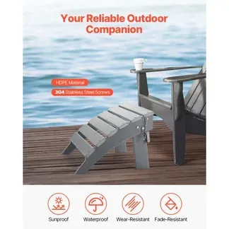 VEVOR Fußstütze für Adirondack-Stühle, 430x480x330 mm, klappbarer Adirondack-Ottomane aus HDPE-Kunststoff, Gartenstuhl, weit verbreitet für Außenbereich, Veranda, Pool, Rasen, Hinterhof, grau VEVOR Fußstütze für Adirondack-Stühle, 430x480x330 mm, klappbarer Adirondack-Ottomane aus HDPE-Kunststoff, Gartenstuhl, weit verbreitet für Außenbereich, Veranda, Pool, Rasen, Hinterhof, grau