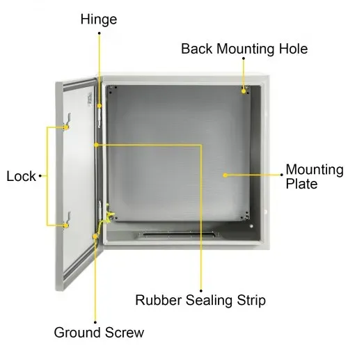 VEVOR Schaltschrank Kohlenstoffstahl Verteilerschrank Industriegehäuse 60x60x20cm Schaltkasten IP66 & NEMA Wasserdicht Anschlussdose Stromkasten Ideal für Fabriken Baustellen Einkaufszentren usw. – Bild 8