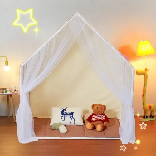 VEVOR Kinderspielzelt, Kinderzelt für Kinder von 1–5 Jahren, Kleinkinderzelt mit Matte und Zeltlampe, Zelt für Kinder mit Fenstern für drinnen und draußen, Jurtenzelt Beige 1 Tür 2 Fenster – Bild 7