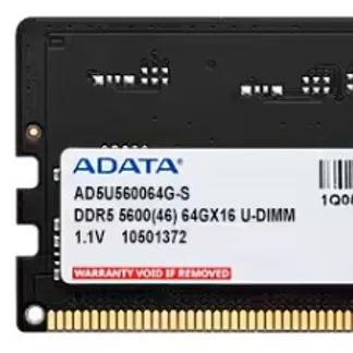 ADATA AD5U560064G-S Speichermodul 64 GB 1 x 64 GB DDR5 5600 MT/s 288-pin DIMM ADATA AD5U560064G-S Speichermodul 64 GB 1 x 64 GB DDR5 5600 MT/s 288-pin DIMM