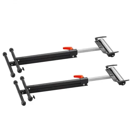 VEVOR 2er-Set Rollenständer, 113kg Tragkraft, höhenverstellbar 68-109cm, klappbarer Arbeitsbock mit Rollenkopf und Kantenführungen aus poliertem Stahl, für Tischkreissägen-Auslauf, Verlängerungsstütze – Bild 10