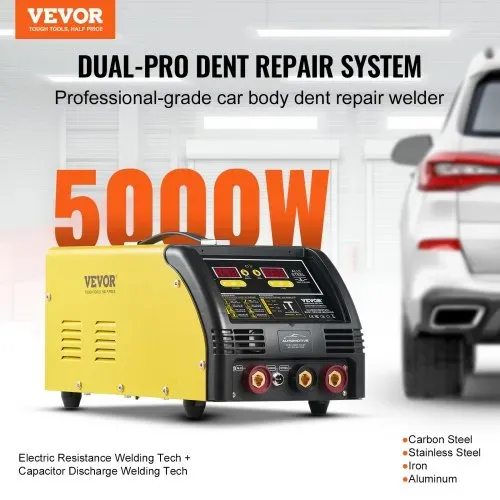 VEVOR Dual Ausbeulspotter Deluxe AL/Fe Dellenreparatur-Set, 5-kW-Schweißgerät mit automatischem/manuellem Schweißen & 10 Modi, Punktschweißgerät für die Reparatur von Autoteilen aus Stahl & Aluminium VEVOR Dual Ausbeulspotter Deluxe AL/Fe Dellenreparatur-Set, 5-kW-Schweißgerät mit automatischem/manuellem Schweißen & 10 Modi, Punktschweißgerät für die Reparatur von Autoteilen aus Stahl & Aluminium
