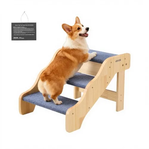 VEVOR Hundetreppe 580x430x380 mm, 3-stufige Hautiertreppe, Holztreppe geeignet für kleine, mittlere, große, ältere Haustiere sowie Welpen bis 68 kg, Hundeleiter für Betten, Sofas & Autos VEVOR Hundetreppe 580x430x380 mm, 3-stufige Hautiertreppe, Holztreppe geeignet für kleine, mittlere, große, ältere Haustiere sowie Welpen bis 68 kg, Hundeleiter für Betten, Sofas & Autos