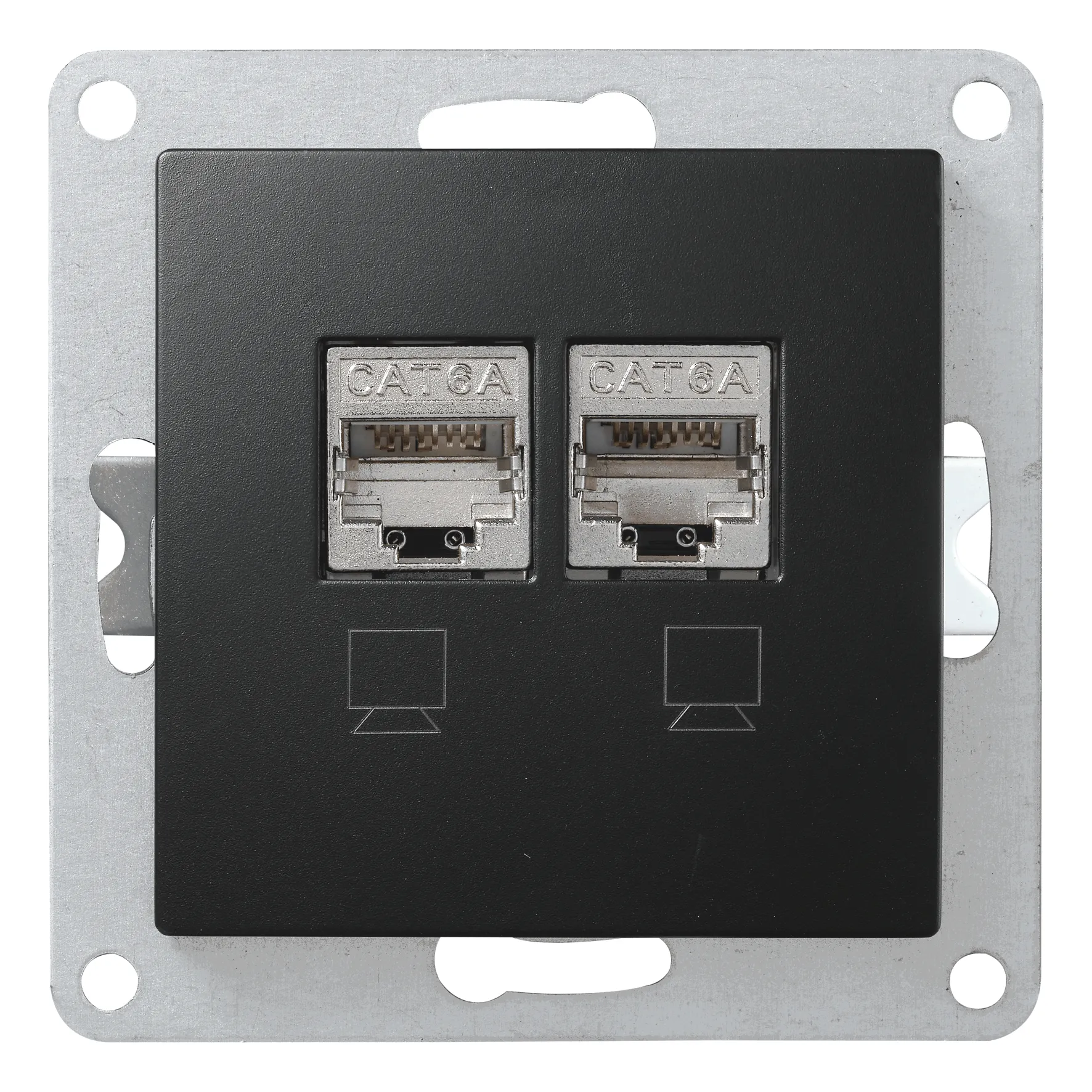 Netzwerk-Dose McPower “Flair“ CAT6A, UP, matt schwarz, vollgeschirmt Netzwerk-Dose McPower “Flair“ CAT6A, UP, matt schwarz, vollgeschirmt