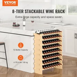 VEVOR Weinregal Weinständer für 72 Flaschen, BambusßFlaschenregal mit 8 Fächern, Stapelbar Vintage Weinständer Metall für Keller, Bar, Lagerraum usw. Flaschenhalter Weinflaschenregal 80 kg Belastbar VEVOR Weinregal Weinständer für 72 Flaschen, BambusßFlaschenregal mit 8 Fächern, Stapelbar Vintage Weinständer Metall für Keller, Bar, Lagerraum usw. Flaschenhalter Weinflaschenregal 80 kg Belastbar