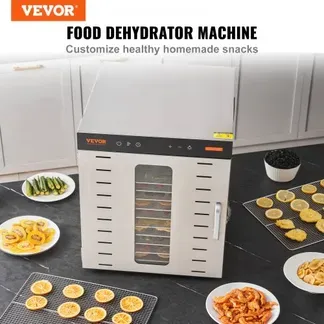 VEVOR 1000 W Dörrautomat Edelstahl, 377 x 285 mm 10 Stk. Tabletts 360° Trocken, Dörrgerät, Temperaturregelung, 0,5 bis 48-Stunden-Timer, Überhitzungsschutz, Rezeptheft für Fleisch Obst Gemüse VEVOR 1000 W Dörrautomat Edelstahl, 377 x 285 mm 10 Stk. Tabletts 360° Trocken, Dörrgerät, Temperaturregelung, 0,5 bis 48-Stunden-Timer, Überhitzungsschutz, Rezeptheft für Fleisch Obst Gemüse