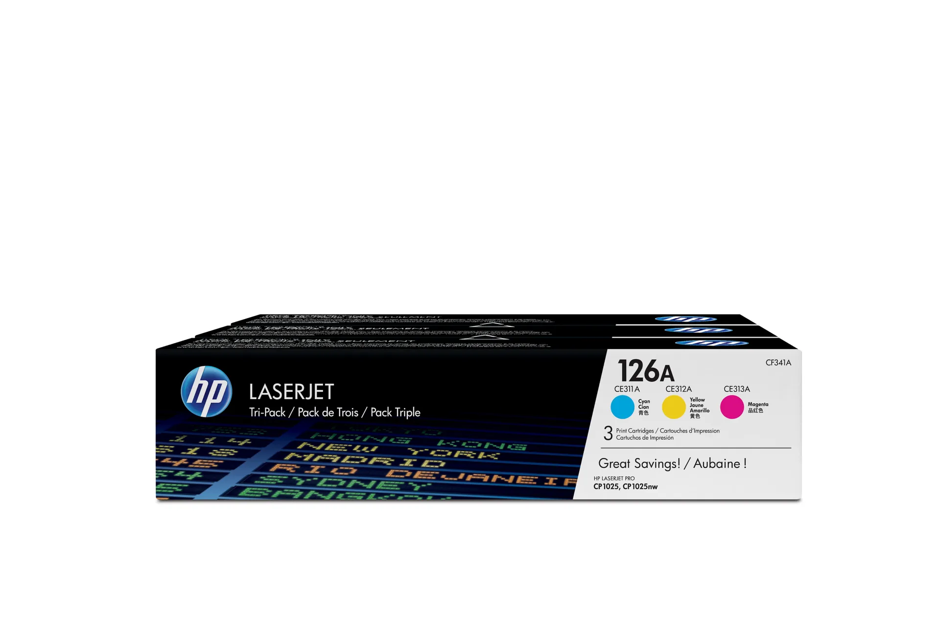 HP 126A 3er-Pack Cyan/Magenta/Gelb Original LaserJet Tonerkartuschen HP 126A 3er-Pack Cyan/Magenta/Gelb Original LaserJet Tonerkartuschen