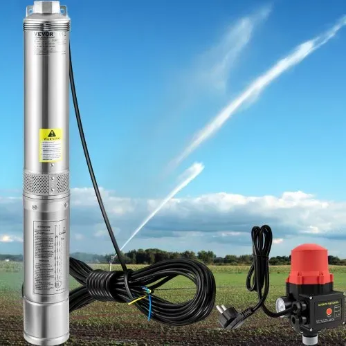 VEVOR 88 mm Tiefbrunnenpumpe 750W Brunnenpumpe 105L/min Tauchpumpe max. Förderhöhe 62m Rohrpumpe 230V 50Hz Sandpumpe IP68 Wasserpumpe 11 Laufradstufen Pumpe Ideal zur Bewässerung oder Wasser-Versorgung – Bild 7