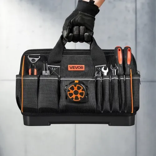 VEVOR Werkzeugtasche 41x23x25cm, Aufbewahrungstasche mit 14 Innen- & 19 Außenfächern, Wasserfester Werkzeug-Organizer aus Polyester mit Schultergurt & Reißverschluss, Werkzeugbeutel für Handwerker – Bild 7