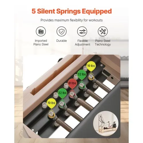 VEVOR Pilates Reformer Maschine aus Holz für Fitnessstudio zu Hause, Krafttrainingsgerät mit doppeltem Widerstand, Reformer-Box, Sprungbrett, für Fortgeschrittene und Anfänger, bis zu 181,44 kg VEVOR Pilates Reformer Maschine aus Holz für Fitnessstudio zu Hause, Krafttrainingsgerät mit doppeltem Widerstand, Reformer-Box, Sprungbrett, für Fortgeschrittene und Anfänger, bis zu 181,44 kg