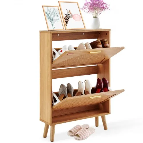 VEVOR Schuhschrank Schmal, Schuhregal Holzfarbe, 600 x 168 x 877 mm Schuhkipper mit 2 Klappen + oberem Staufach, Schuhkommode 36,28 kg Tragfähigkeit, Aufbewahrungsschrank Schuh Massivholz für Flur VEVOR Schuhschrank Schmal, Schuhregal Holzfarbe, 600 x 168 x 877 mm Schuhkipper mit 2 Klappen + oberem Staufach, Schuhkommode 36,28 kg Tragfähigkeit, Aufbewahrungsschrank Schuh Massivholz für Flur