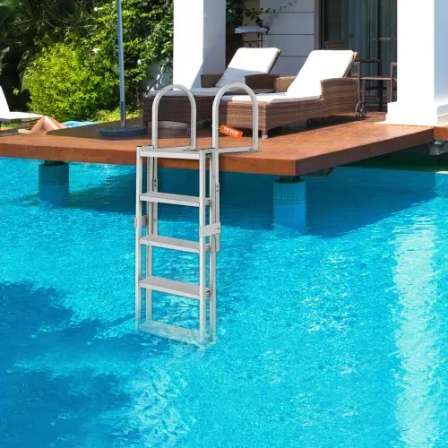 VEVOR Dockleiter 5 einziehbare Stufen 159kg Tragkraft Pontonbootleiter aus Aluminiumlegierung mit 1700-2005mm einstellbarer Höhe 10cm breite Stufe zum Einsteigen in Schiffe/See/Pool/Marine – Bild 7